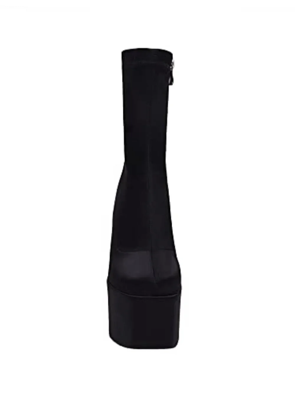 Platform Ankle Boots High Chunky Heel Mid-Calf Boots Satin Fabric Zip Closure